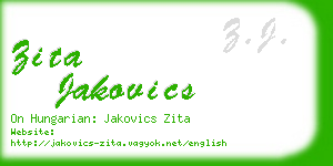 zita jakovics business card